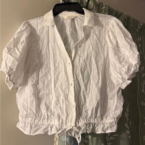 LC Lauren Conrad Cream Button-Up Blouse